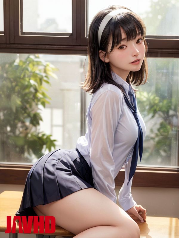 School Uniform Looking at Viewer Window with View AI Porn 7641  