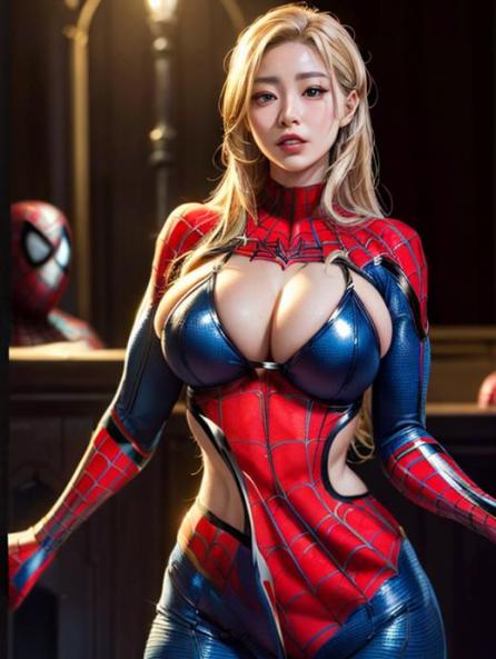 in Marvel Style, Wedding, spiderman cosplay AI Porn