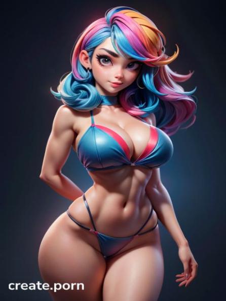 Bikini, Multi Colored Hair, Skinny AI Porn