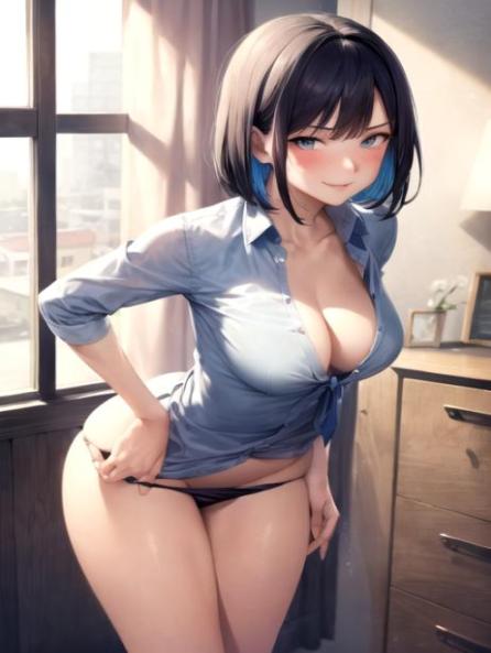 Bobcut, Cleavage, Window with View AI Porn