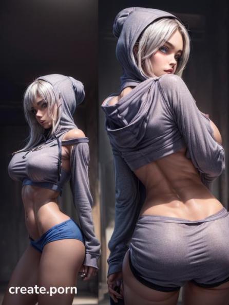 very tight shorts, Rounded Ass, Hoodie AI Porn