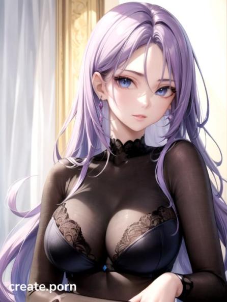 Dating outfit, Light purple hair with dark blue eyes AI Porn