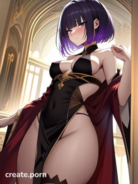 Thick, Small Breast, Thigh High Socks thick ass purple hair very horny and angry Small Breast AI Por