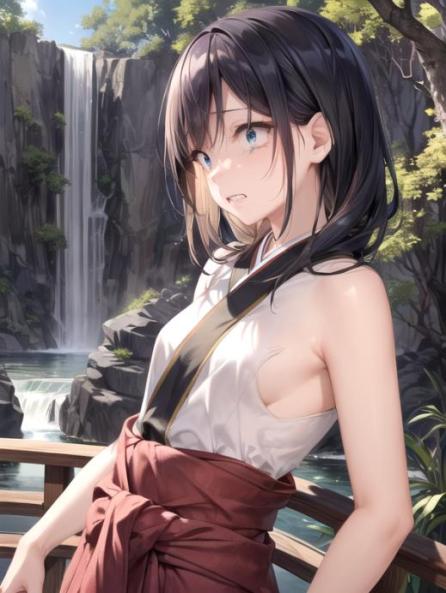 Fearful, Japanese, Waterfall AI Porn